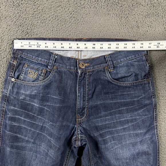 Polo Country Ralph Lauren Jeans Mens 32x32 Blue Straight Fit Dark Wash Whisker - Picture 12 of 16
